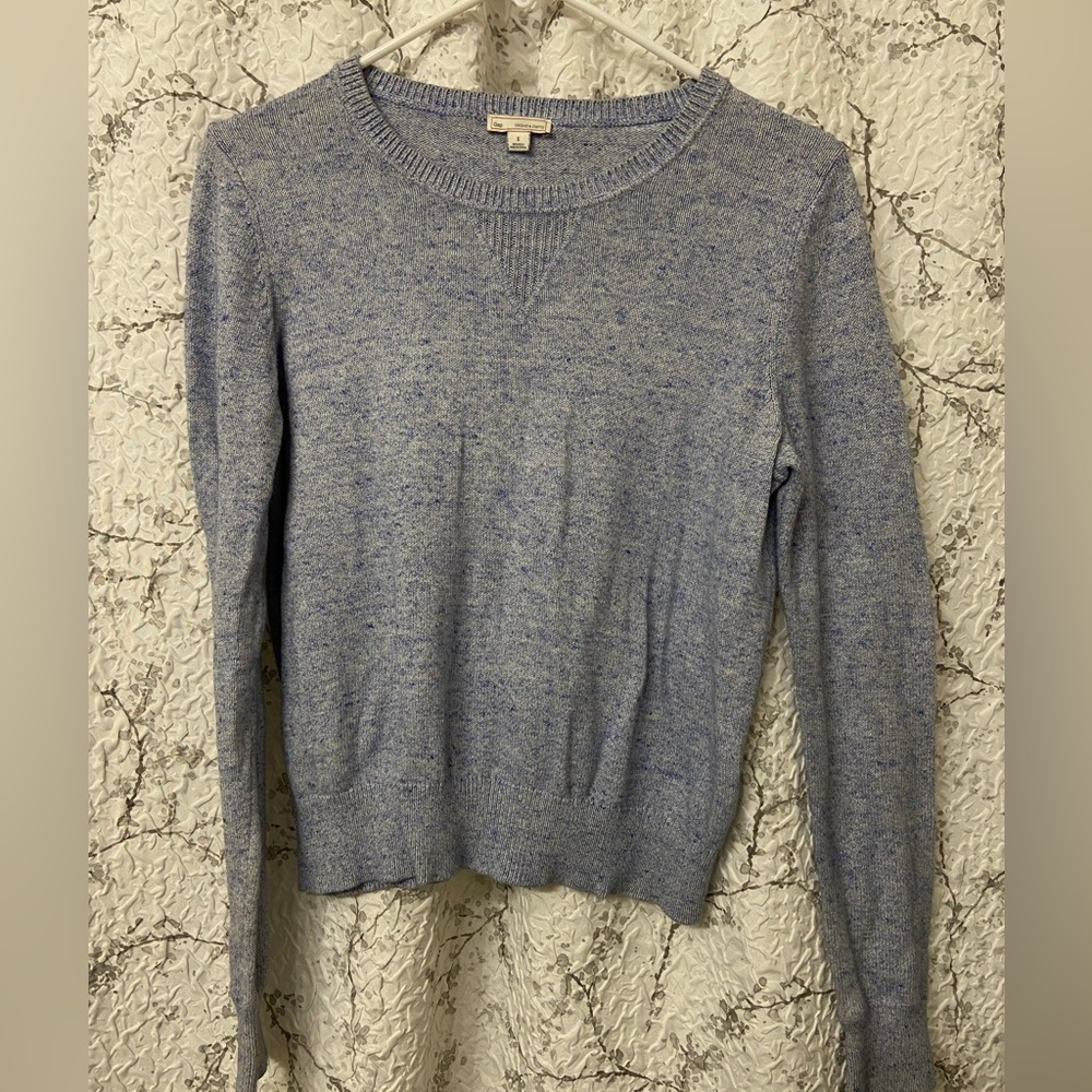 GAP Women's Heathered Blue Crew Neck Sweater Size S